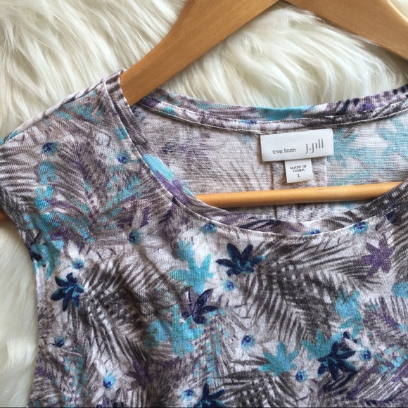 J JILL | 100% Linen Tropical Floral Tank Blouse - Picture 3 of 5